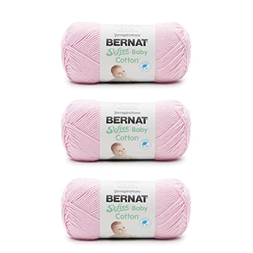 Image of Bernat Softee Baby Cotton Yarn for Crocheting Soft, Petal, 3-Pack | #3 DK Light Yarn, 60% Cotton 40% Acrylic, Soft Baby Yarn for Clothes, Blankets, Knitting, 254yds, 120g /4.23oz per skein