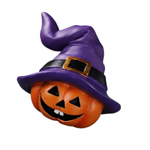 耐候性ハロウィンカボチャの頭蓋骨の置物詳細な彫刻樹脂クラフトオーナメント屋外屋内装飾用魔女帽子のカボチャの置物装飾を使用