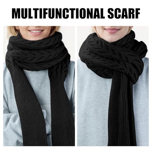 Baonmy Scarf with Sleeves for Women, Shawl Wraps Knitted Cable Crochet Multifunctional Scarf Sweaters with Sleeves4