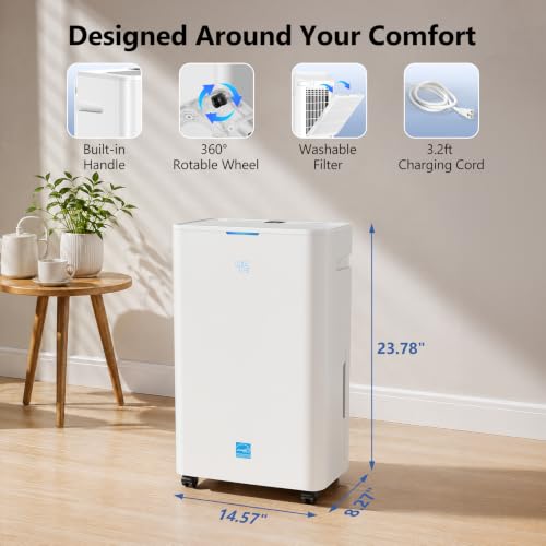 Dehumidifier, 4500 Sq.Ft Dehumidifier for Basement, with Drain Hose, Humidity Control and Auto Shut-off, Quiet Smart Compressor for Home, Bathroom, Garage and Large Rooms - Image 2