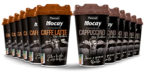 Caffé Mocay - Pack Mixto de Vasos de Café Listos para Beber, 10 unidades de Cappuccino, 10 unidades de Latte, 20 Vasos