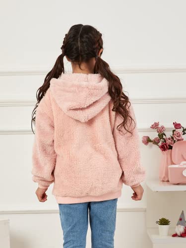 Ofenbuy Kids Girl's Fuzzy Hoodies Zipper Warm Loose Sherpa Hooded Sweatshirt Pullover With Pockets - Image 3