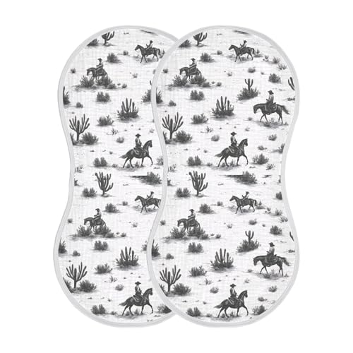 xigua Wild West Cowboys Baby Burp Cloths for Newborn Boys and Girls 4 Pack, Soft & Absorbent Cotton Baby Burp Cloth, Baby Washcloths, Newborn Towel, Burp Rags2
