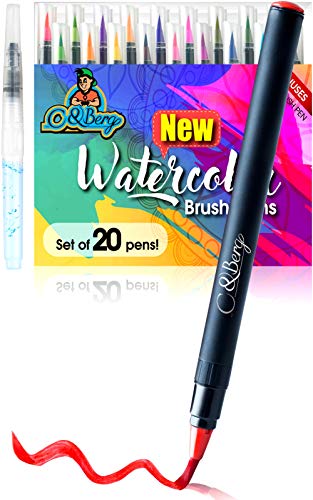 C&Berg 20 Watercolor Brush Pens Soft Flexible Tip