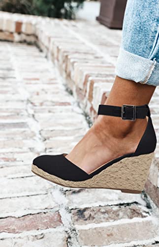 JeimPoey Womens Wedges Espadrilles Sandals Closed Toe Platform Ankle Strap Beach Sandals4