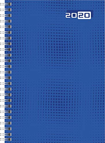 rido/idé 702100702 Buchkalender futura 2 (2 Seiten = 1 Woche, 148 x 208 mm, Grafik-Einband, Kalendarium 2020, Wire-O-Bindung) blau