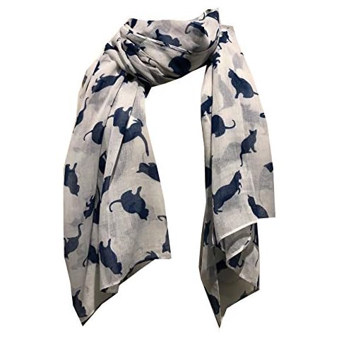 Pamper Yourself Now Creamy White with Navy Cats Scarf, Beautiful Gifts/Present for cat Lovers Cover