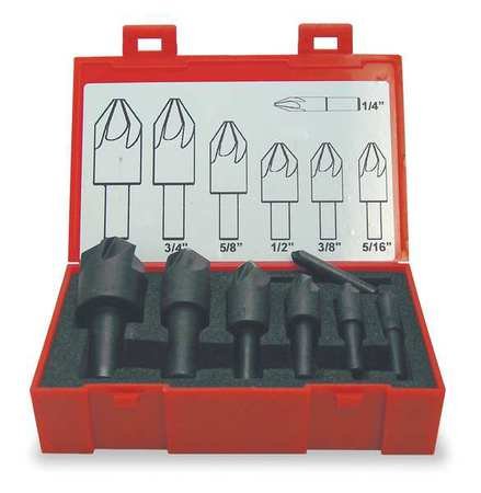 Countersink Set, 7 PC, 6 FL, 100 Deg, HSS