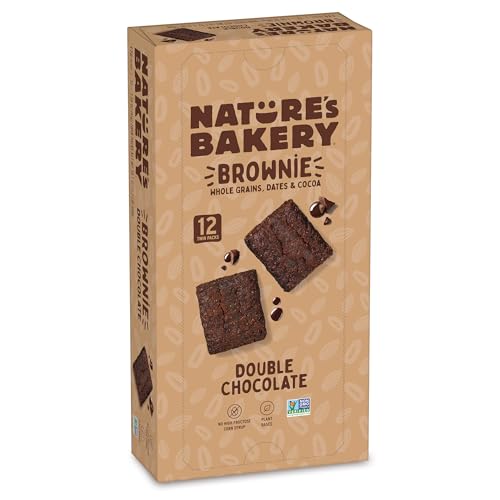 Nature’s Bakery Double Chocolate Brownie Bars, Whole Grains, Dates, and Cocoa, Plant Based, Dairy-Free, Snack Bar, 1 box with 12 twin packs (12 twin packs)