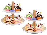 Kootek 2 Pack Dessert Stand Cupcake Stands, White Serving Trays Plastic Cake Stand Reusable Pastry Holder Fruit Display Plate for Wedding Birthday Baby Shower Holiday Christmas Tea Party Decorating