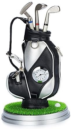 Seadream Golf Gift Set,Golf Pen Holder Set with Clock Lawn Base and 3 Golf Pens