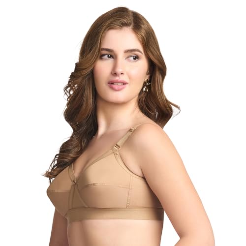 Image of TRYLO KPL Women's Cotton Non-Padded Bra Black /Black Currant /Butter SCOT /Coral /MARUN /Rasberry /Rose Gold /Nude /Sapphire /Skin /White 30 to 40 Available Cups C to I
