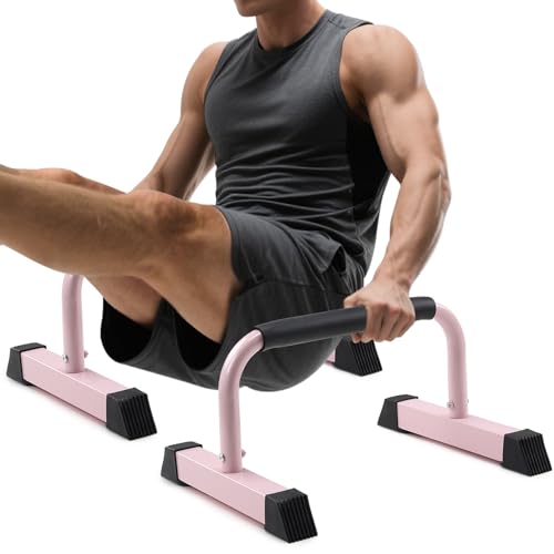 Push Up Bar, 700 LBS Potable Dip Bar with EVA Handle for Home GYM Gymnastics Calisthenics Equipment Apartment Courtyard Balcony Exercise Fitness Upper Body Arm Back Man Woman Kid (Pink)