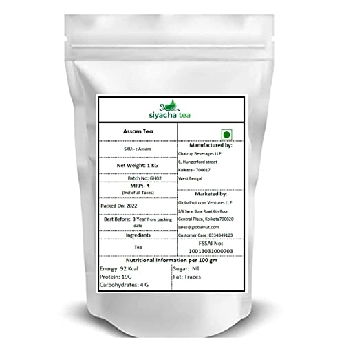 Image of Siyacha Tea Assam Black Tea, Season Fresh Orthodox TGFOP Leaf, Sessa B Garden Fresh Loose Leaves, Singe Estate Chai Patti, Strong Indian Milk Beverage, Authetic Chai, 1 KG, Makes 500 Cups (approx)