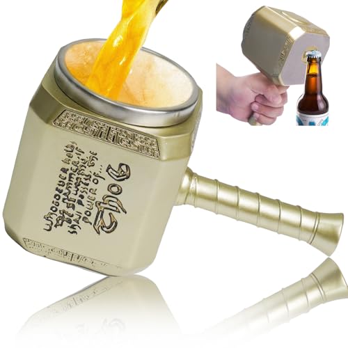 Tasse a Cafe Marteau de Thor Inox,Mug Personnalisé Thor, Verre a Biere Original,Chope à Bière,Cadeau D'anniversaire Amusants Personnalisés pour Hommes...