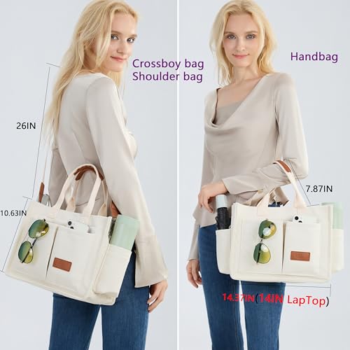 Image of ZHMO Canvas Tote Bag for Women,Women's Bags Crossbody Bags Work Laptop Tote Bag Large Handbags Purse for Travel Nurse Teacher