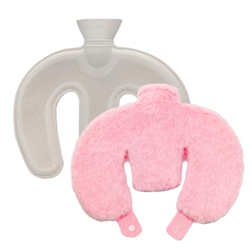 Borsa Acqua Calda Collo Cervicale, 1L U Forma Borsa Acqua Calda Peluche, borsa acqua calda Cervicale con Copertura Morbido Peluche, per Collo Spalle Vita, Hot Water Bottle Calde Notti