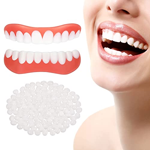 1 Par Sonrisa Protesis Dental Carillas Dentales Ajustables, Carillas De Dientes Postizos Superior Y Inferior, Dentaduras Postizas Instantáneas para Hombres Y Mujeres