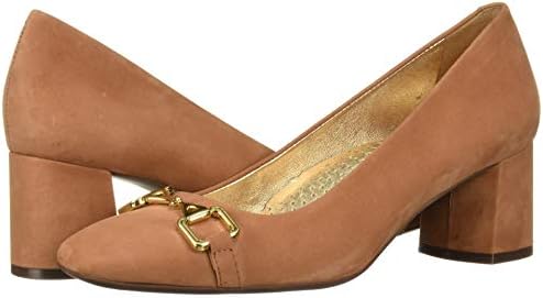 Marc Joseph New York Women's Leather Astoria Pump Bit Buckle Detail, Cognac Nubuck, 5 M US | Image 6