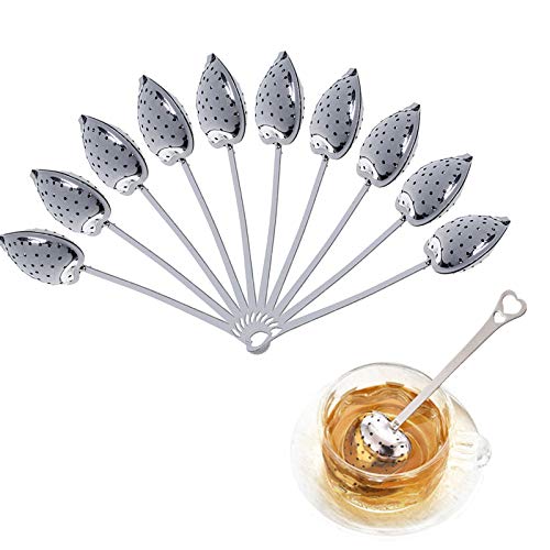 VEIREN 10 Pack Stainless Steel Tea Filters Loose Leaf Tea Infuser Strainers Reusable Interval Diffuser Heart-shaped Tea Partition Spoon