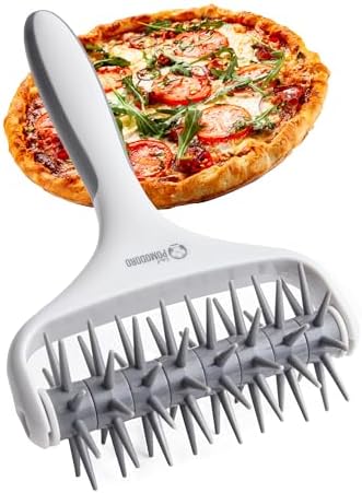 Chef Pomodoro Plastic Pizza Dough Roller (21 x 14.5 cm, Spike Length 7 mm) - Sturdy Pizza Docker, Dough Docker, Pizza Dough Docker, Pizza Docker Roller (Grey)
