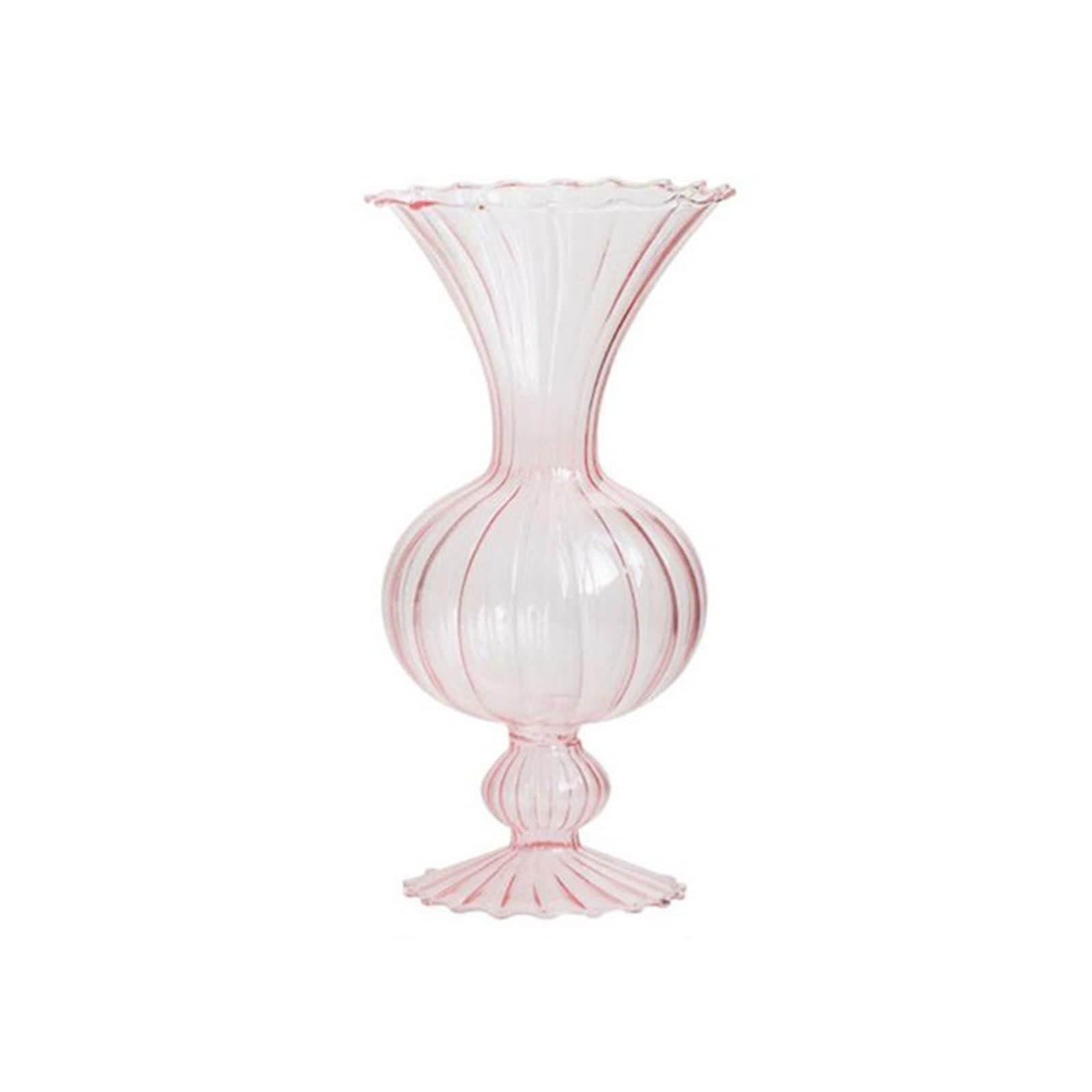 Arrangement floral en vase en verre rose stable anti-basculement