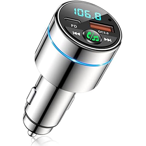 Mohard FM Transmitter for Car Bluetooth 5.3, All-Metal PD 20W & QC3.0 18W Fast Car Charger, Wireless FM Radio Car Kit Bluetooth Car Adapter, Noise Cancelling Hands-Free Call, Hi-Fi Music, Ring Light Cover