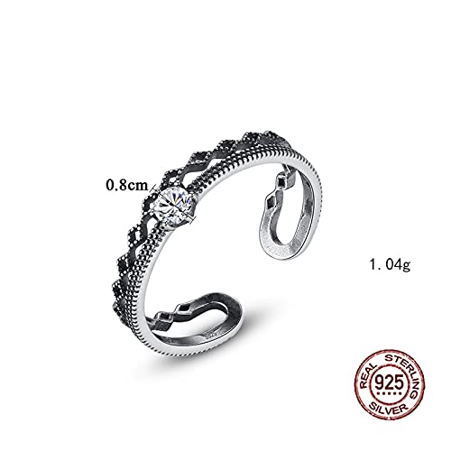 Élégant Anneau Double Couche Pour Femmes - S925 Thai Hollow Diamond Shape Cuff Open Finger Ring, Shiny Analog Diamond Joint Ring, Womens Anniversary Jewellery Gifts, Photo Color – Image 7