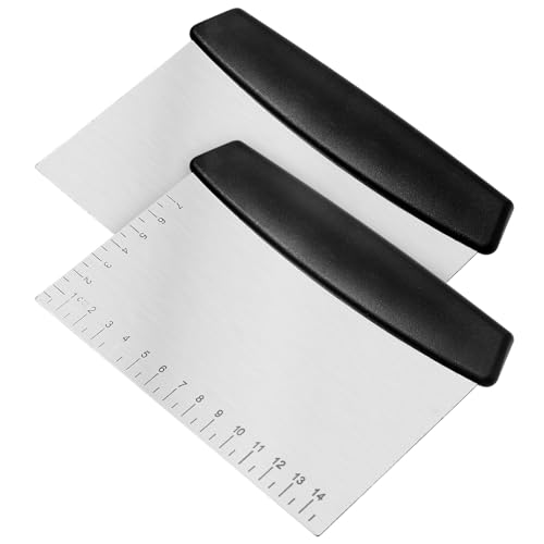 Sibba 2x Teigschaber Mehrzweck-Küchenschneider mit Graduierung Anti-Rutsch Teigspachtel Teigkarte Spatel Küchengadget zum Mischen Rühren Schaben Teigschaberkarte Kuchenschaber Ausschaben Küchen Backen