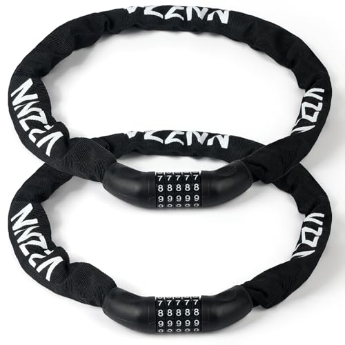 2 Pack Bike Chain Lock Bulk Heavy Duty 5 Digit Combination Bike Chain Lock 6mm Steel Security Combination Bike Lock 3.2ft Long Heavy Duty Anti Motorcycle Scooter Door Gate Fence