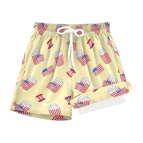 YANENDIE Boy Swim Trunks with Compression Liner Independence Day Boys Swim Shorts Quick Dry Beach Shorts