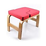 BIGTREE Yoga Fitness Exercise Headstand Bench Wood and PU Pad Steady Inversion Chair Red