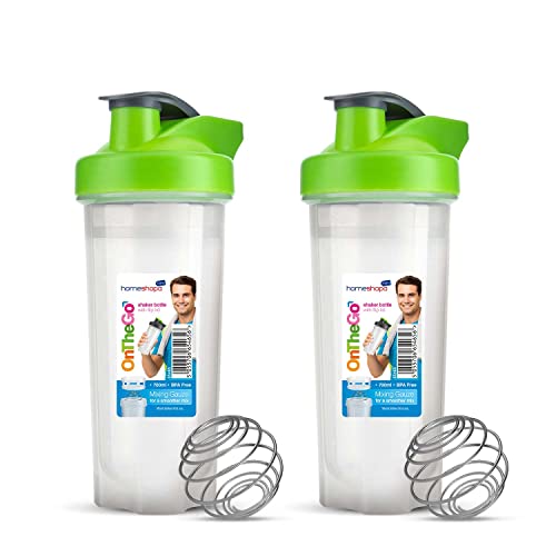 HOMESHOPA Proteinpulver Shaker Flaschen 700 ml, Sport-Wasserflasche, BPA-frei, auslaufsicher, Schnappverschluss, perfekt für Proteinshakes, Ernährung und Smoothies-Pack mit 2 Stück Cover