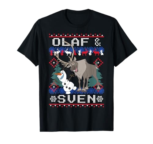 Pull de Noël Disney La Reine des neiges Olaf et Sven T-Shirt
