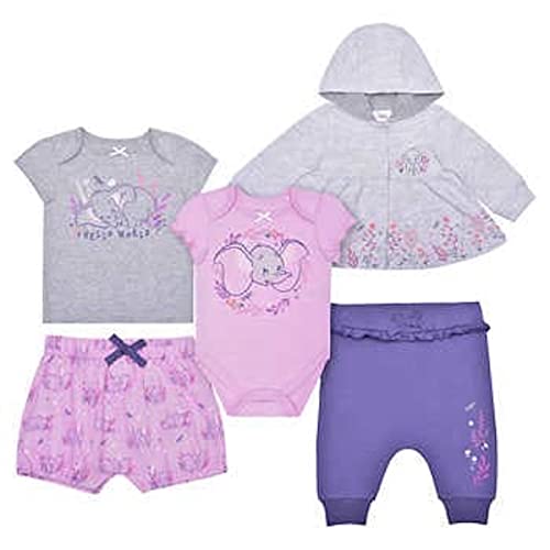 Image of Disney Baby Girl's 5 Piece Layette Outfit Set (Dumbo, 9 Months)