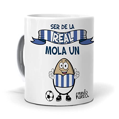 mundohuevo Taza de Regalo | Ser de la Real Mola un Huevo | Taza Equipo de la Real Sociedad | Tazas de Colección de Fútbol | Idea de Sorpresa para los Hinchas de la Real | Cerámica AAA 350 ML