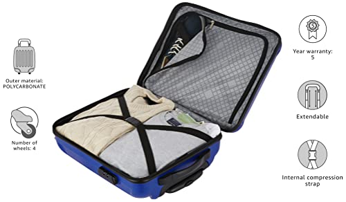 Image of Safari Thorium Stubble 55 Cms Polycarbonate Blue Cabin 4 wheels Hard Suitcase
