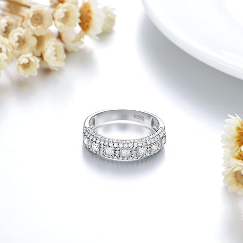 Molioaki 1.58 carats Princess Cut Wedding bands for women Moissanite wedding bands Platinum Plated Silver womens Wedding Rings3