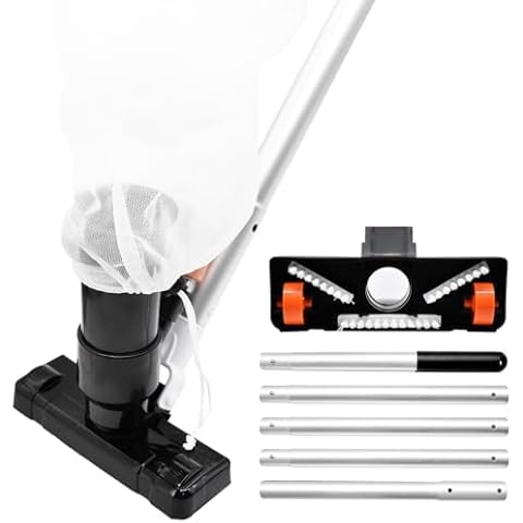 [2024 Upgraded] Pool Vacuum for Above Ground Pool - Handheld Swimming Pool Jet Cleaner, Leaf Vacuum Cleaning Kit W/Brush with 5 Section Poles of 70", Small Vac Vacuum for Underwater, Spas, Ponds Cover