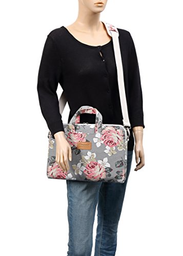 Canvaslife Grey Rose Pattern 15 Inch Waterproof Laptop Shoulder Messenger Bag For 14 Inch To15.6 Inch Laptop And Macbook Pro 15 Laptop Case #TOP4