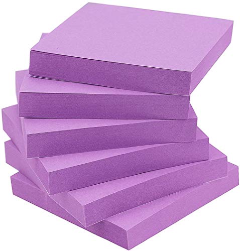 Early Buy 3x3 Sticky Notes Color Self-Stick Notes 6 Pads/Pack (Purple)