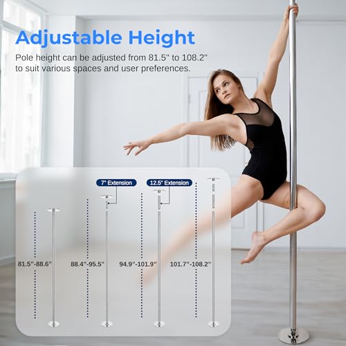 image for SereneLife Professional Upgrade Spinning Dance Pole - Portable & Remov
