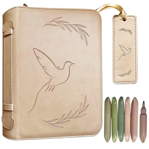 ASPG LTD Custom Design Bible Covers - Leather Bible Case and Bag Set for Women and Men - Includes Highlighter Pens and Book Marker