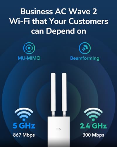Image of Cudy AC1200 Dual Band Gigabit PoE IP65 WiFi Access Point AP1300 Outdoor | 100+ Devices, 656ft Range, Mesh Router Extender WISP, 802.11ac 867Mbps 5GHz 300Mbit 2.4GHz, MU-MIMO, 802.3at /af 24V Passive
