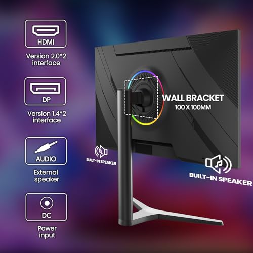 Image of CRUA 32'' 4K Gaming Monitor 160Hz, UHD 3840x2160 IPS Screen, Height /Pivot /Swivel /Tilt Adjustable Vertical Monitor, Support FreeSync, Built-in Speakers, 120% sRGB, PIP /PBP, HDMI 2.0 & DP 1.4-Black