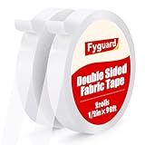 Fyguard 2 Pack Double Sided Fabric Tape, 0.51In x 196Ft Hem Tape No Sewing No Ironing, Hemming Tape for...