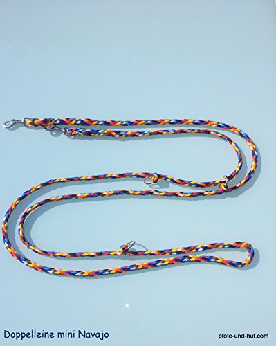 elropet Hundeleine f. kleine Hunde Doppelleine 2,80m 4fach verstellbar Navajo