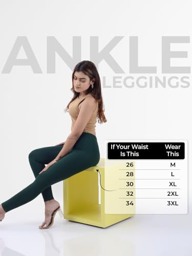 Image of Cotton Ankle Length Leggings for Women & Girls | No See Through | Breathable