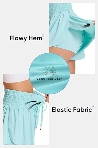 Image of Flowy Athletic Shorts for Women Gym Yoga Workout Running Biker Spandex Butterfly Tennis Skirts Cute Clothes Summer