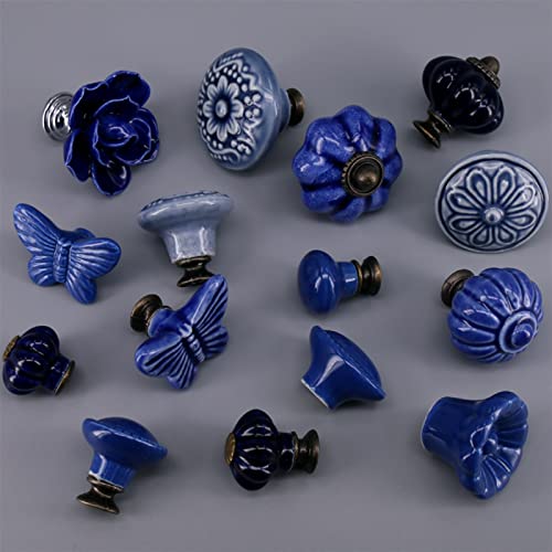 Boutons de commode en céramique poignée de tiroir placard et meuble bleu - 4